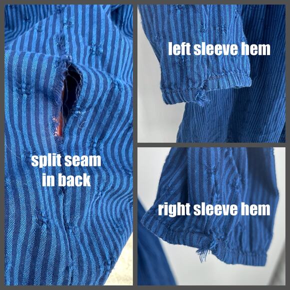 Draper James RSVP Dress Women's XL Blue Striped Smocked Milkmaid Style Peasant - Picture 4 of 7